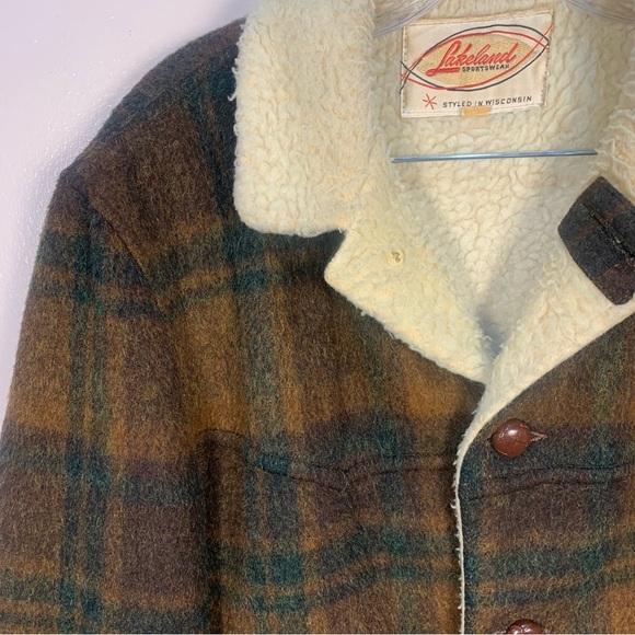 VTG Lakeland Sportswear Buffalo Plaid Sherpa Fleece Lined Jacket - Picture 7 of 15